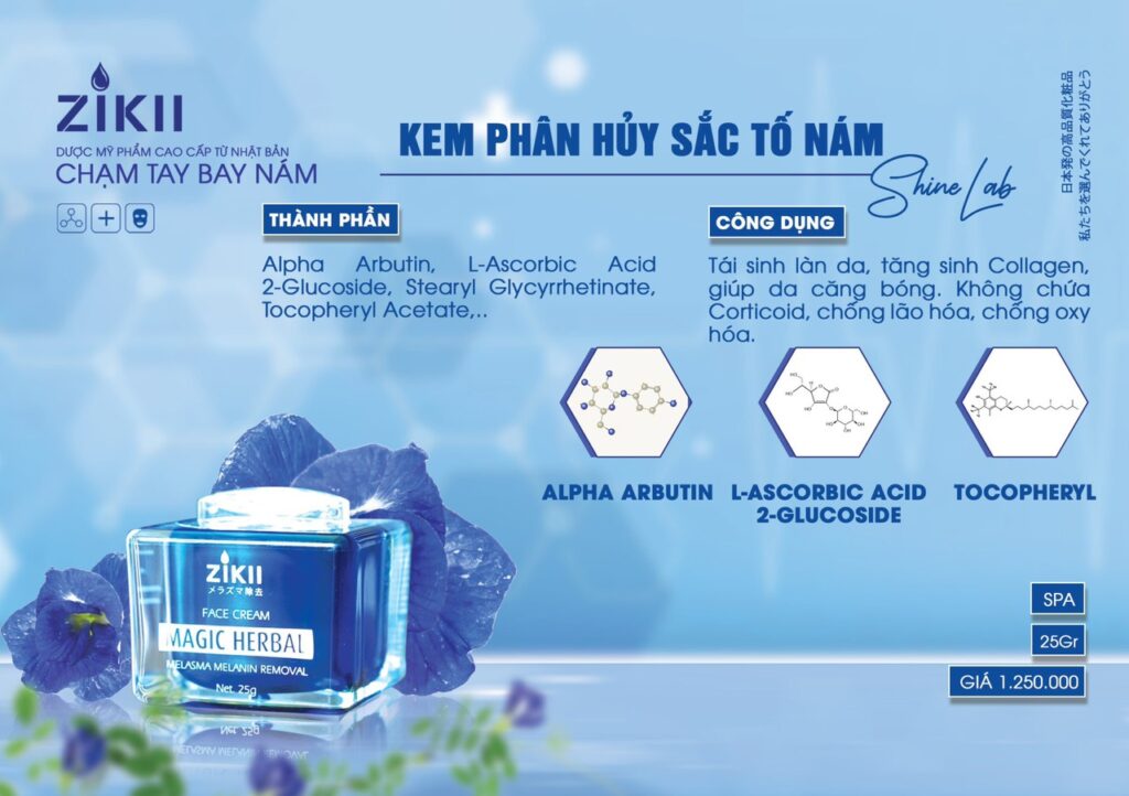 Kem nám ZIKII ShineLab là sản phẩm dược mỹ phẩm cao cấp xuất xứ từ Nhật Bản được ứng dụng cao trong điều trị nám