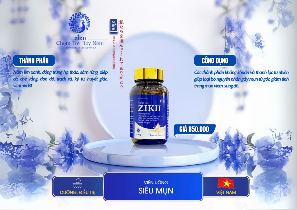 Viên uống mụn zikii với các thành phần từ thiên nhiên an toàn và hiệu quả